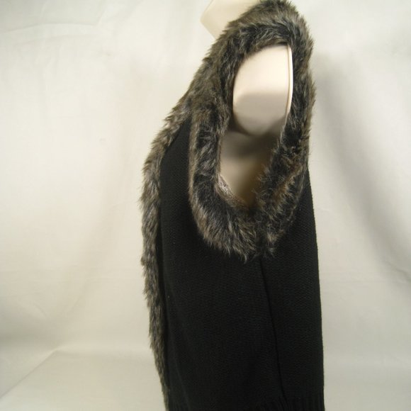 Wet Seal Womens Sweater Vest Medium Brown Faux Fur - Picture 4 of 7